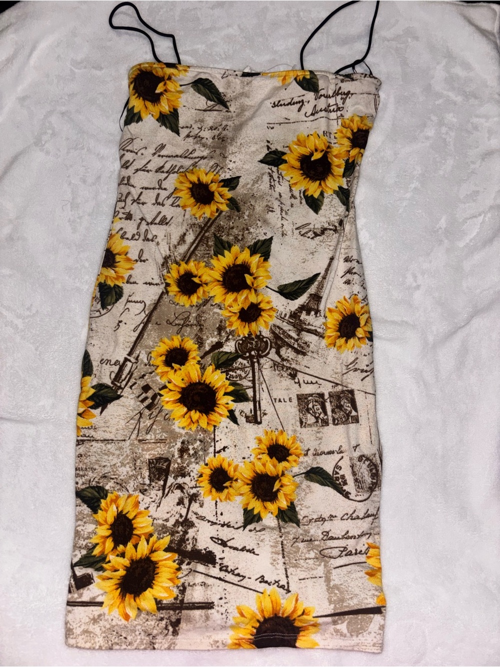 Source Unknown Beige Sunflower Mini Dress